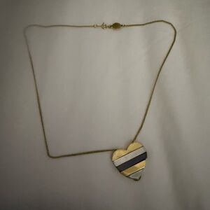 Gold and Silver Heart Pendant Necklace